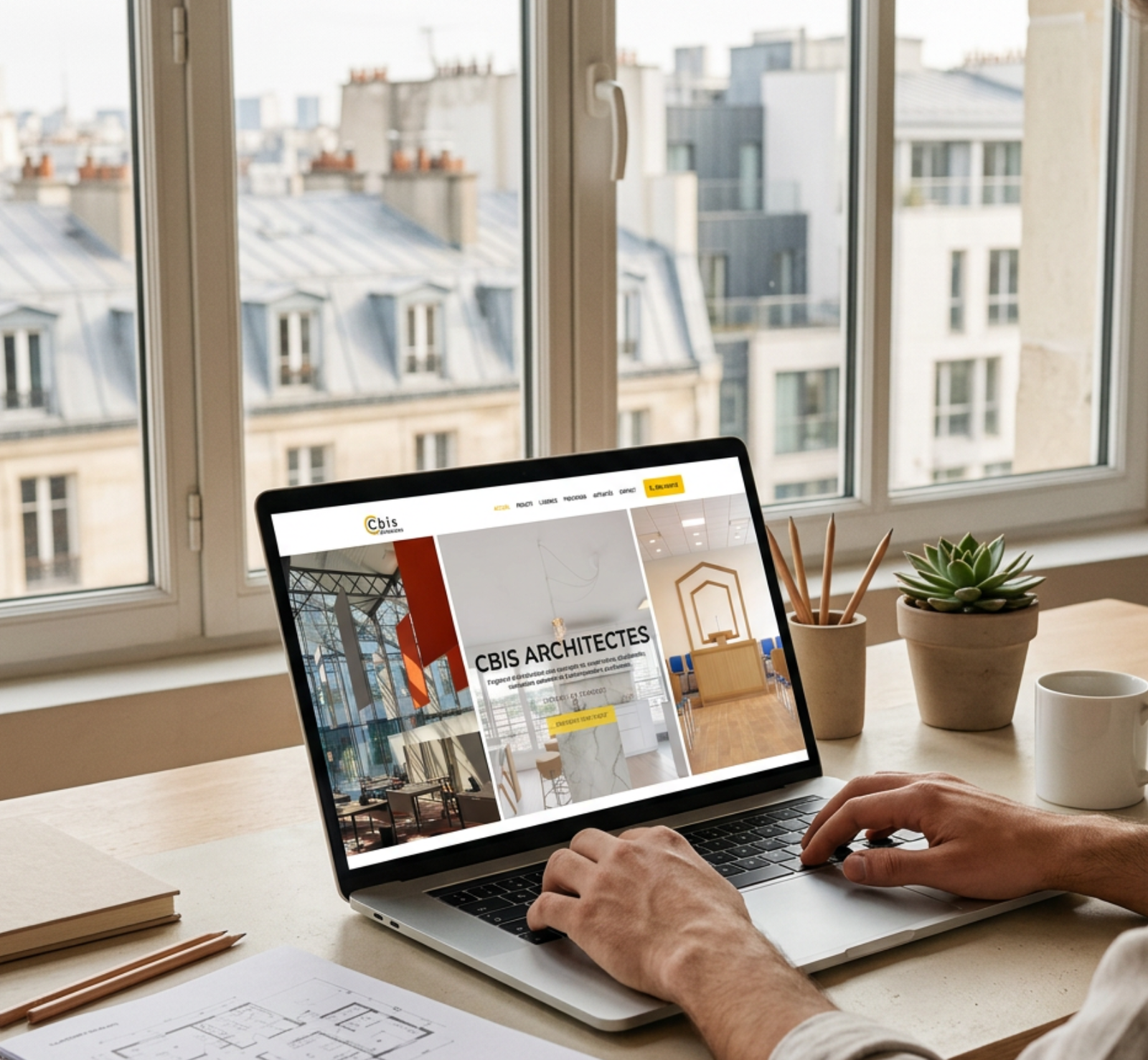 Nouveau header après la refonte du site d'un cabinet d'architectes