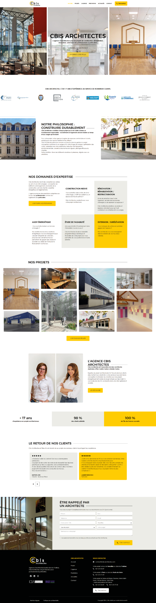 Homepage du site Cbis Architectes